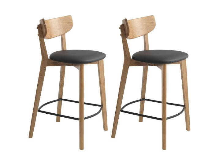 Linea Natura Barhocker-Set, Schwarz, Eiche, Holz, Eiche, massiv, konisch, eckig, 47x93x50 cm, Typenauswahl, abwischbar, Esszimmer, Barmöbel, Barhocker