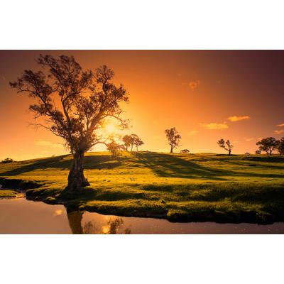 Fototapete PAPERMOON "Landschaft mit Fluss", bunt, B:3m L:2,23m, Vlies, Tapeten