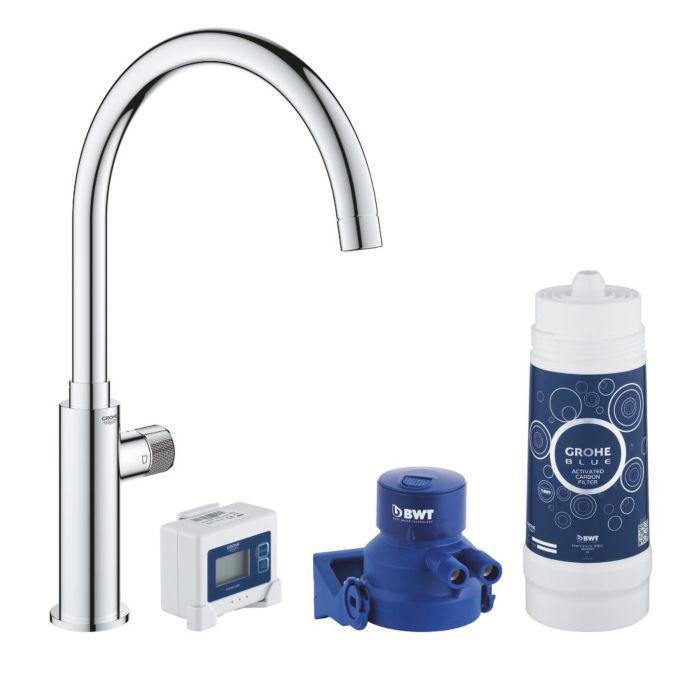 Grohe Blue Pure Spültisch-Einhebelmischer 30387000 chrom, Starter Kit, C-Auslauf