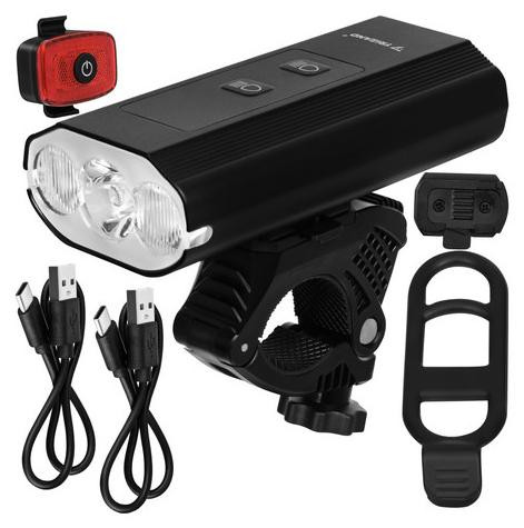 Trizand LED-fietslamp met achterlicht, 1300 lumen