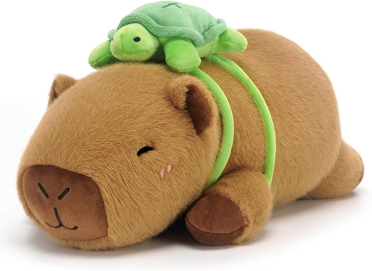 Zachte en gewogen Capibara knuffel, pluche waterzwijn kussen voor kinderen en volwassenen, 25 cm