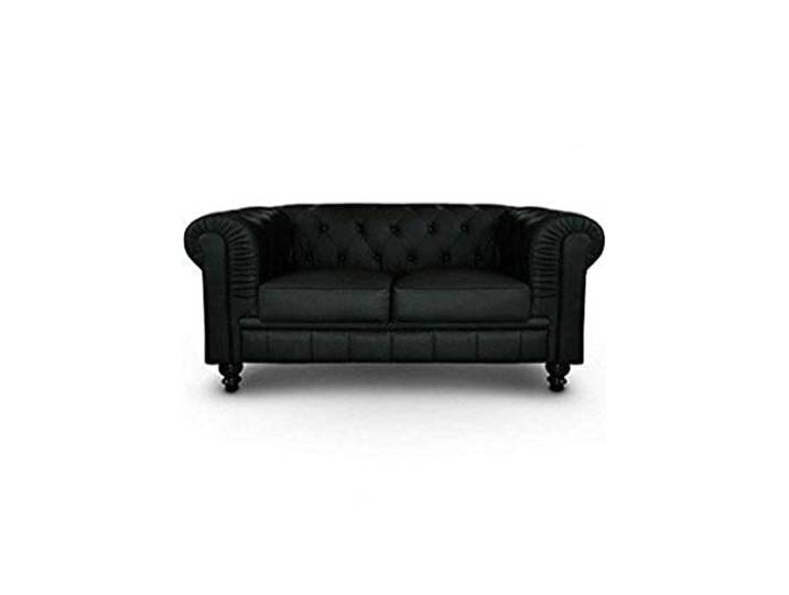 Menzzo Grand Canapé Chesterfield 2-Sitzer Sofa Schwarz