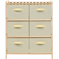 vidaXL Korb-Kommode mit 6 Stoffkörben Zedernholz Beige