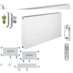 Planheizkörper Mittelanschluss Kompakt & Ventilheizkörper Typ 22 400x1000 & Halt