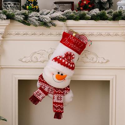 Inspired Deals 3D Knitted Christmas Stocking Gift Bag For Kids, Cartoon Holiday Decoration Sock snowman
