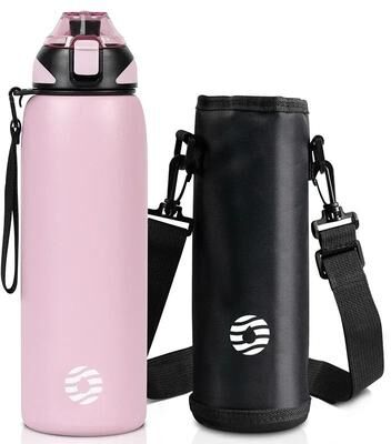 Uplifted Finds FEIJIAN Stainless Steel Vacuum Sports Bottle Portable Travel Water Bottle For Hot & Cold Drinks pink 1000 Ml