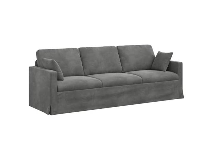 KUTYWEXFM Modulares Sofa Dunkelgrau Samt Couch 228x78x80 cm Ergonomisches Samtsofa mit Holzarmlehnen und Metallrahmen. Flexibel kombinierbar für Wohnzimmer und Schlafzimmer.