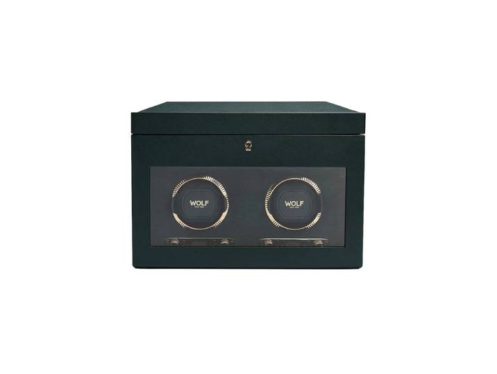 Uhrenbeweger „British Racing Double Watch Winder“ mit Reise-Etui Leder Dunkelgrün WOLF