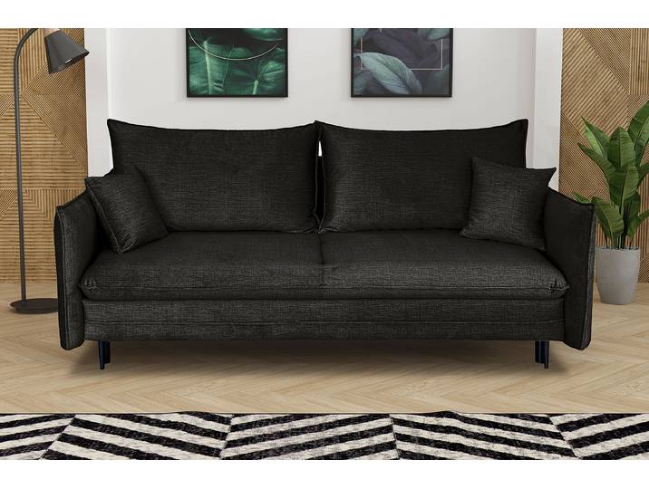 Schlafsofa Jiela Schwarz Microfaser Vala 216 x 96 x 102cm Modern