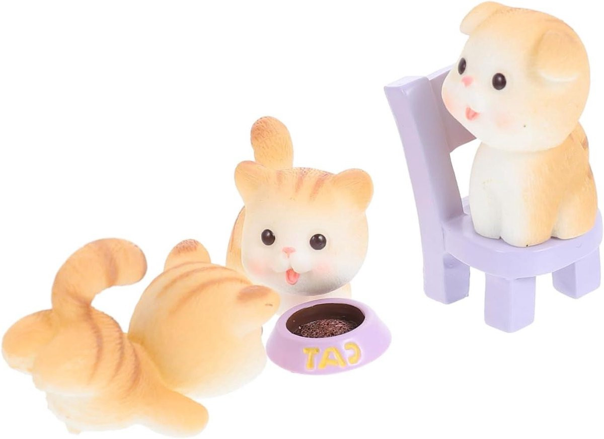Realistische Kat Beeldjes - Miniatuur Figuren voor Tuin Decoratie - 35 x 25 cm