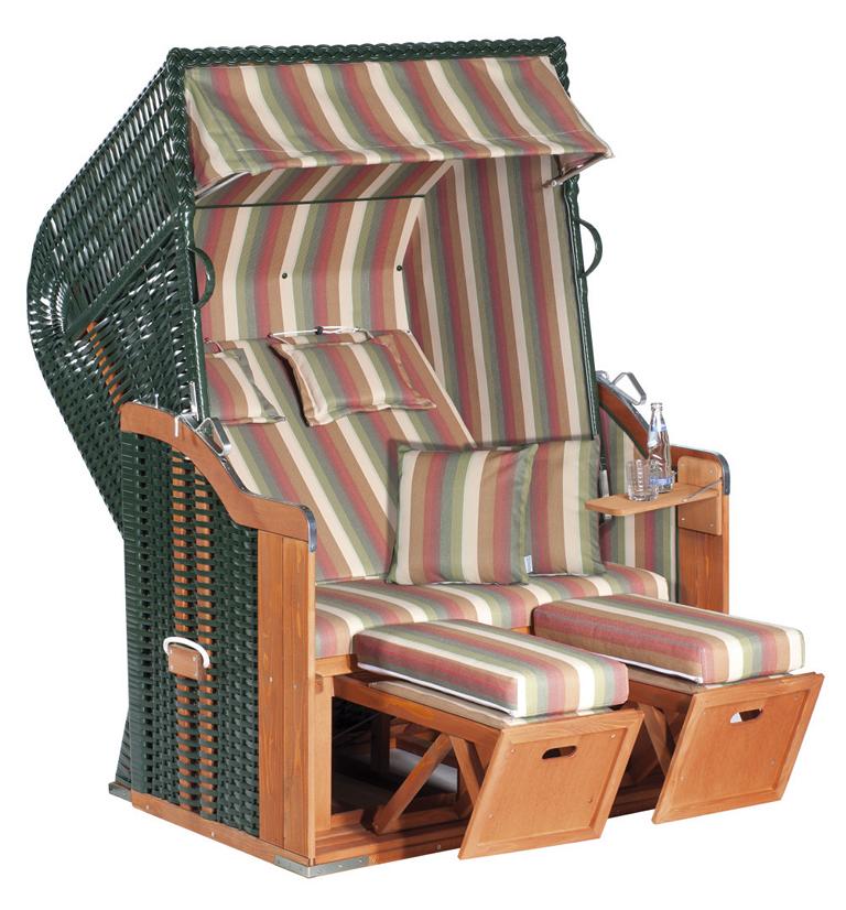 MUESING Gartenstrandkorb Rustikal 250 Plus 2-Sit zer, Halbliegemodell Kunststoffgeflecht 16884445