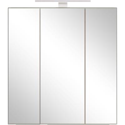 Spiegelschrank WELLTIME "TRIENT, 3D-Spiegelschrank 60 cm, gedämpfte Scharniere", weiß (schilfgrün, wildeiche), B:60cm H:64cm T:20cm, MDF, Schränke, Schilfgrün/Wildeiche, gedämpfte Scharniere