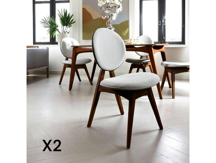 Chaise médaillon moderne (lot de 2) DILI - Ecru