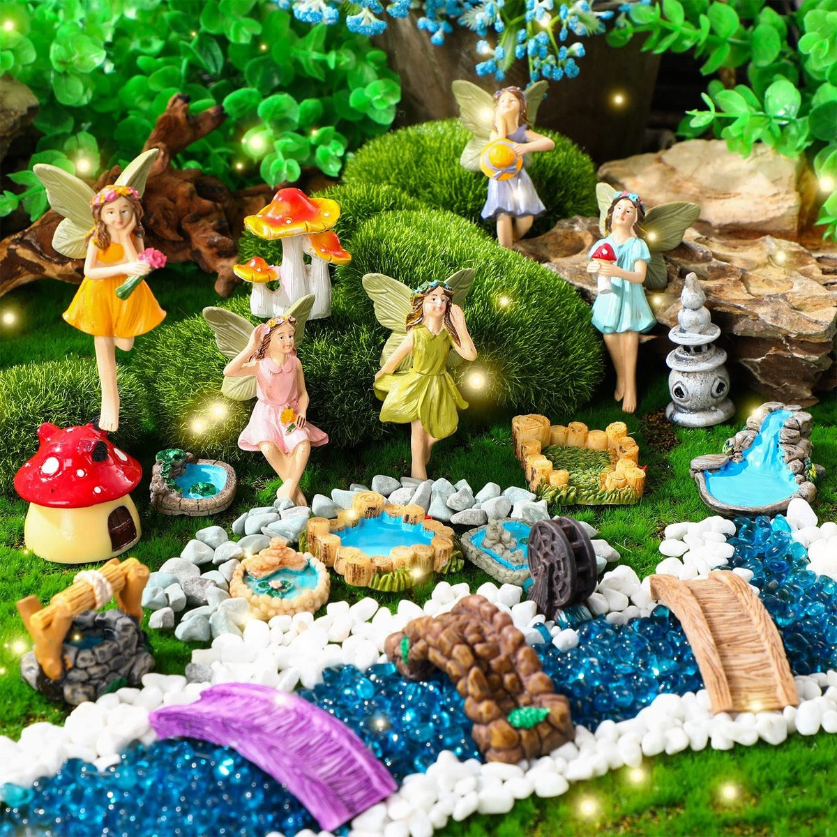 Merkloze Set van 19 Miniatuur Fairy Garden Accessoires voor op tafel
