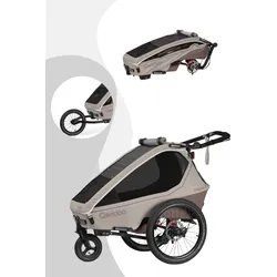 Qeridoo Kidgoo 1 Pro Gen 2 - Kinderfahrradanhänger für 1 Kind, Farbe: Barista Brown