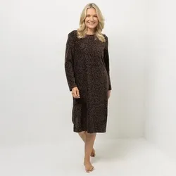 POLARSTERN HOMEWEAR Nachthemd Mikrofaser Fleece Rundhalsausschnitt bedruckt