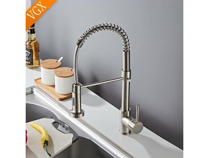 VGX robinet de cuisine avec pulvérisateur extractible mitigeur à poignée unique pour lavabo 360 ° Robinets à ressort rotatif en laiton chromé doré noir