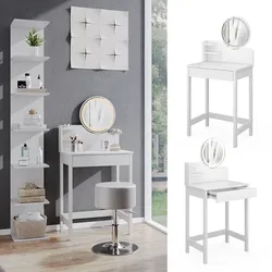 Vicco Schminktisch Surrey Weiß 60 cm mit LED-Spiegel