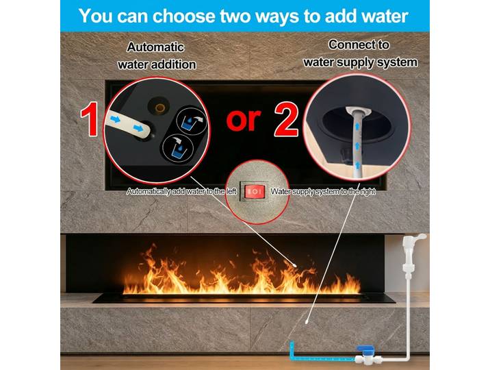 Cheminée électrique à eau 3D avec télécommande et application, décoration intérieure, cheminée à vapeur, cheminée à brume intégrée, flamme de brume réaliste