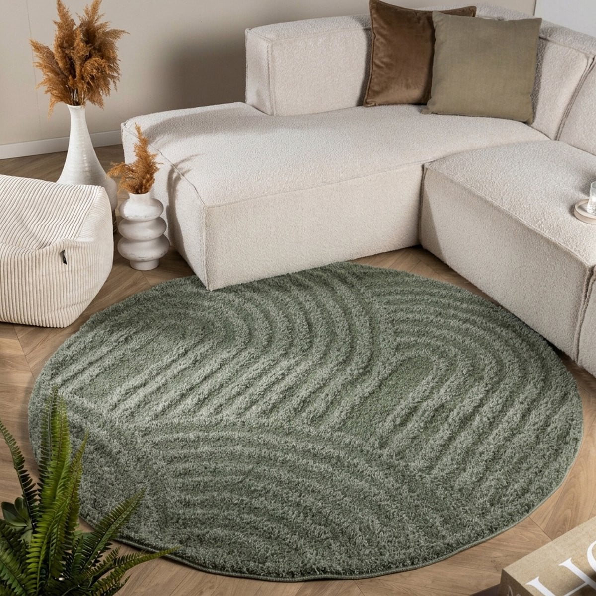 Fraai Lova Arches Scandinavisch Vloerkleed Rond - Groen - Ø 100 cm
