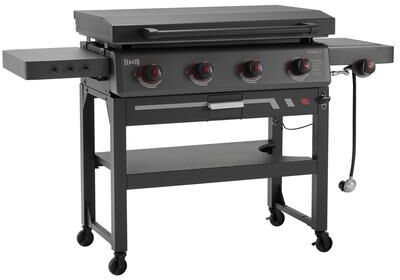 "FEASTO 36"" 4-Burner Propane Gas Griddle with Side Burner and Hood, Outdoor Flat Top Grill with Foldable Side Table"