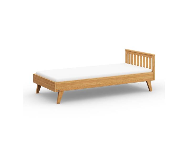 Naturwohnen Massivholzbett 90x200cm Eiche natur geölt Serie Laura Design und Handwerk perfekt vereint mit bioola® nature veredelt