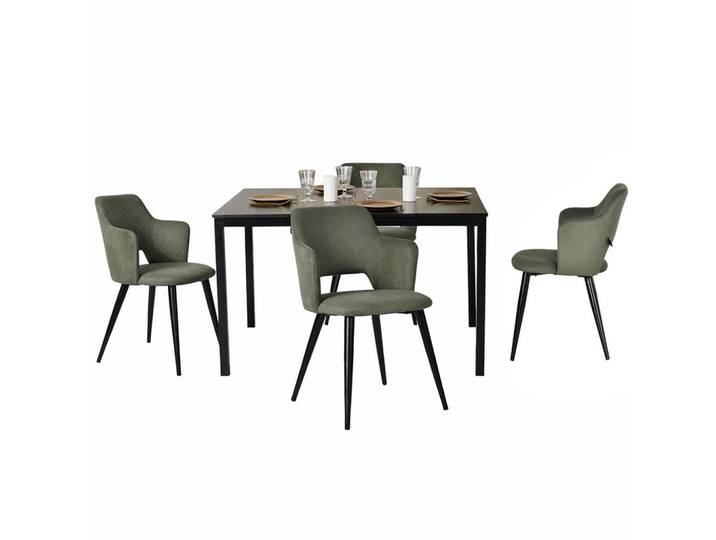 Meubles Cosy Ausziehbarer Esstisch mit 4 Design-Stühlen, 5-teiliges Set, Schwarz + Grün, Rechteckig, 47x81x81 cm, Esszimmer, Bänke, Tischgruppen & Eckbankgruppen