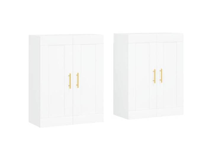 2 Stück Wandschrank aus Holzwerkstoff in Weiß zur Montage an der Wand Holzwerkstoff, glatte Oberfläche, viel Stauraum, als Sideboard-Aufsatz nutzbar, Wandmontage
