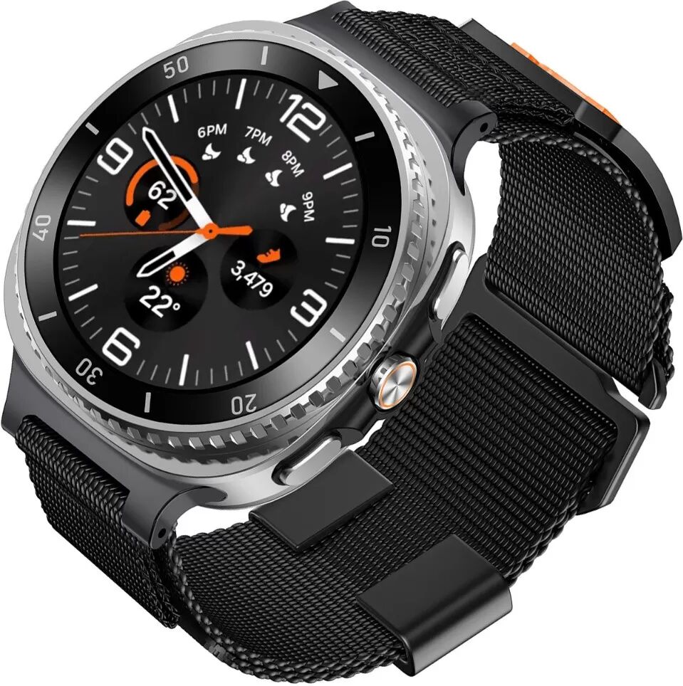 INF Atmungsaktives Nylon Sportarmband, kompatibel mit Samsung Uhren 20/22mm Schwarz 22 mm
