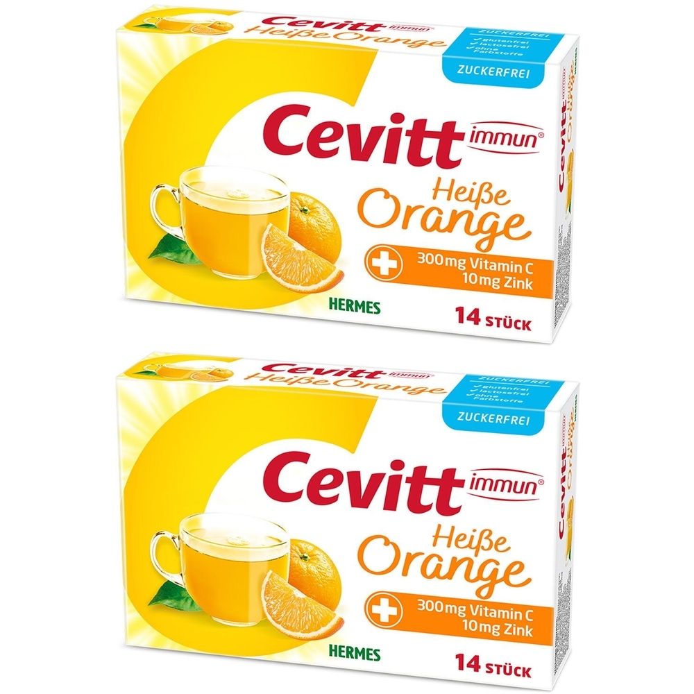 Cevitt immun heiße Orange zuckerfrei Granulat 2x 2x14 St