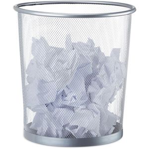 Relaxdays Papierkorb 10022506, silber, rund, aus Metalldraht, 12 Liter