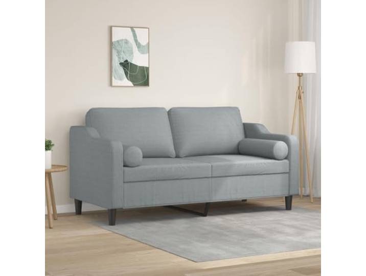 HEFZGDB Modernes 2-Sitzer-Sofa mit Zierkissen 140 cm Hellgrau Strapazierfähiger Stoff Abnehmbare Bezüge Robustes Metallgestell Bequeme Polsterung Wohnzimmer Möbel
