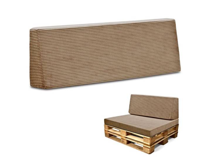 Coussin palette jardin dossier 120x40 cm intérieur/extérieur canapé banc balcon terrasse Lincoln marron