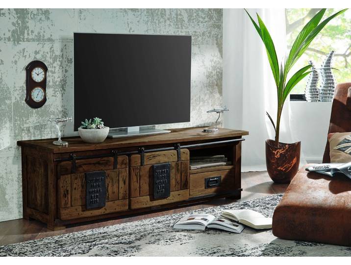 TV-Board Mango 160x45x50 braun lackiert RAILWAY #401