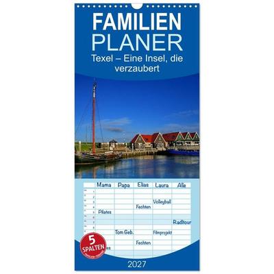 Familienplaner 2027 - Texel – Eine Insel die verzaubert mit 5 Spalten (Wandkalender, 21 x 45 cm) CALVENDO