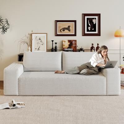 "Homy Casa 71"" Corduroy 3-Seat Sofa, Deep Seat Loveseat for Living Room"