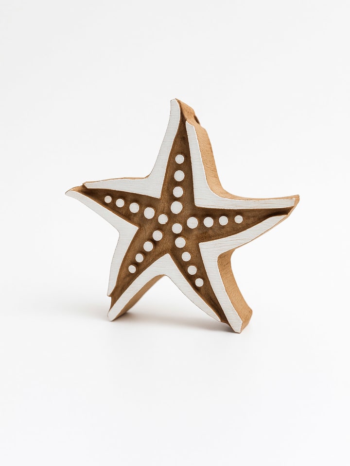 Samimi Blockdruck-Stempel ''Sea Star'' in Natur/ Weiß - (L)10 x (B)10 cm - onesize