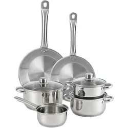 WellHome - Kochgeschirr-Set mit 2 Edelstahl-Bratpfannen ø20/24cm, induktionsgeeignet und ohne Antihaftbeschichtung