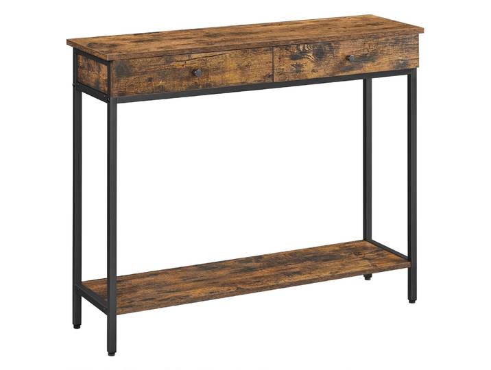 Console d'entrée industrielle avec 2 tiroirs basse marron et noir