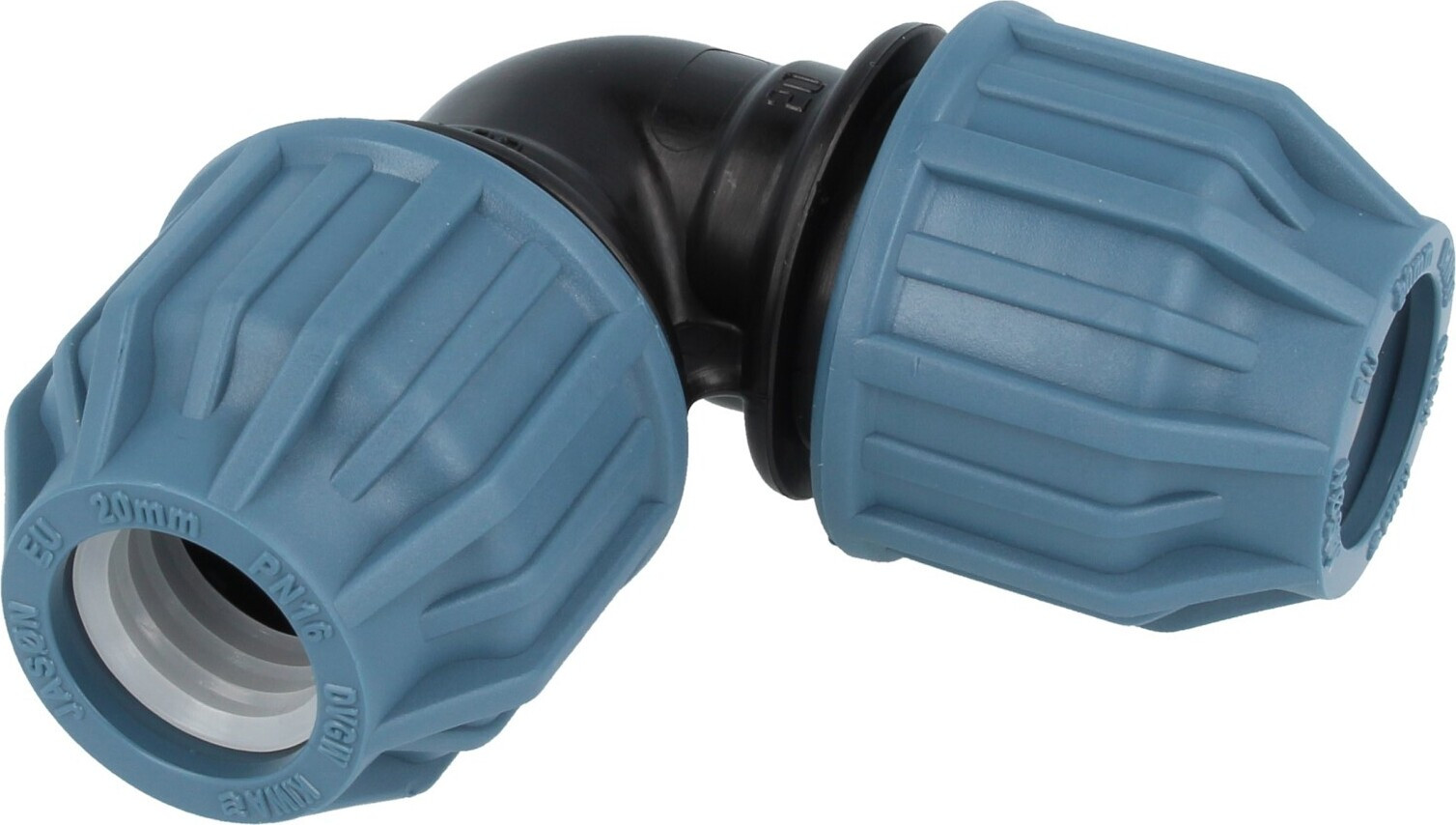 Jason & Vogue Jason rechte verbindingsstuk met snelsluiting, 90° bocht, diameter 16 mm, DVGW-goedgekeurd