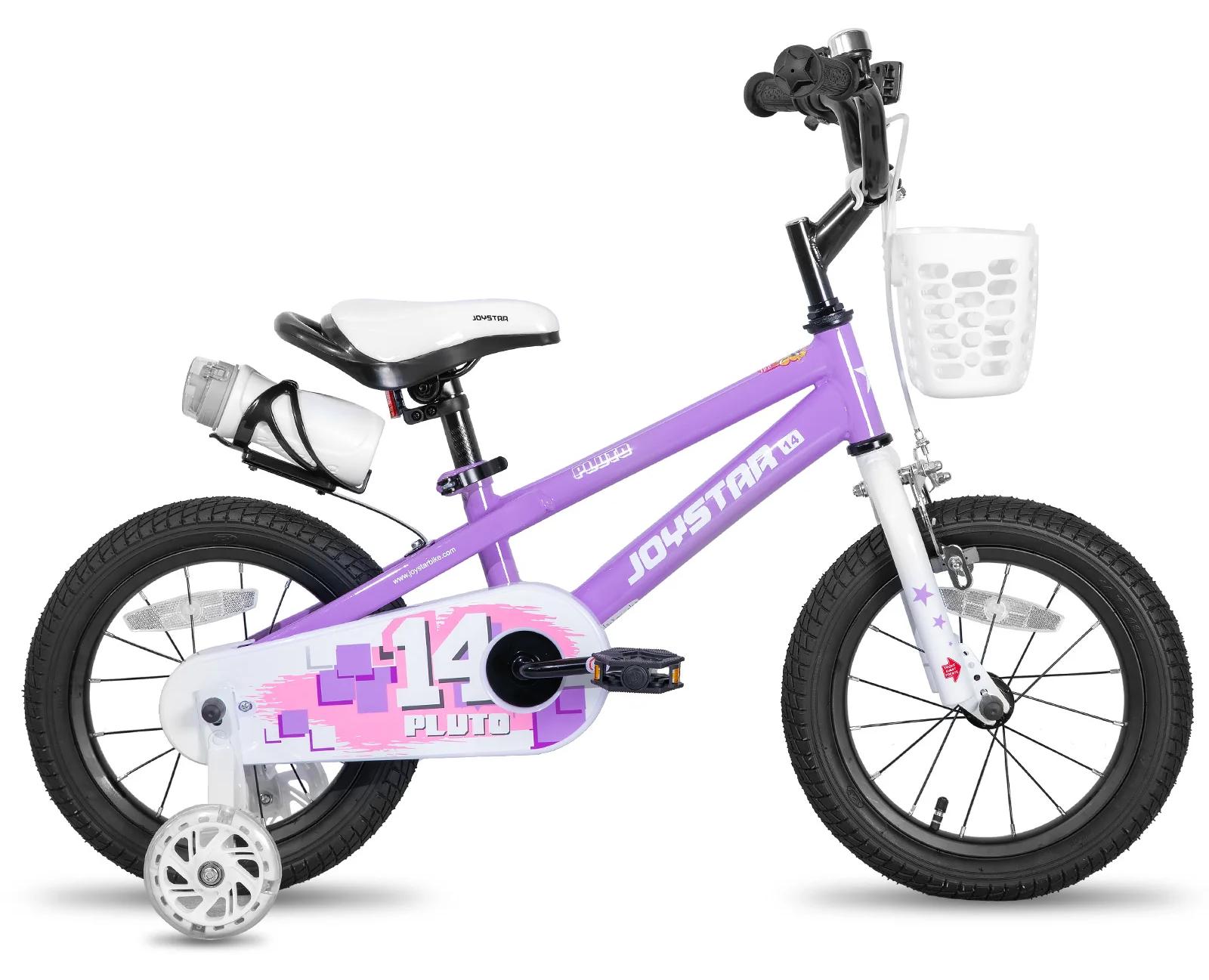 Kinderfahrrad 16 Zoll/40 cm - Fahrrad für Jungen und Mädchen 3-12 Jahre - Leuchtende Stützräder - Stahlrahmen - Hintere Trommelbremse - Lila