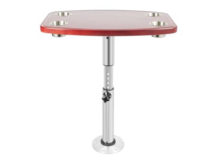 RV-Tisch Rechteckig 4 Becher Tragfähigkeit 25 kg Höheneinstellbar Tisch Mit Stützstangen,Rötlich-Braun Silber,Schreibtisch Größe 60 * 38 * 3cm,Für Innenraum,Wohnwagen, Nutzfahrzeuge, Segelboote