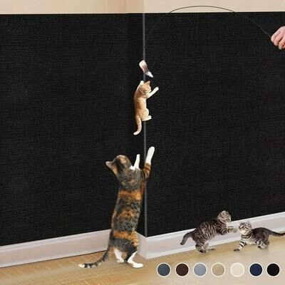Uplift Essentials Custom Fit Self Adhesive Cat Scratching Mat black 19.69 X 78.74 In