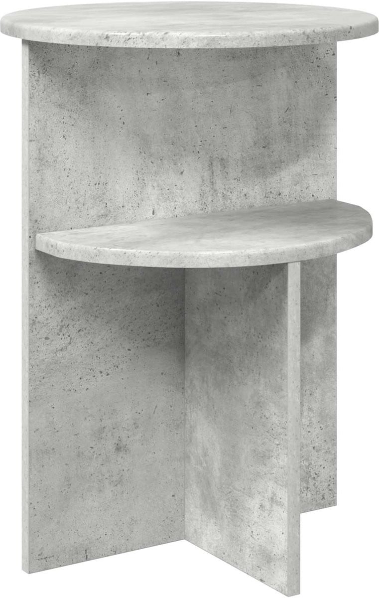 vidaXL Bijzettafel met opslag in betongrijs en bewerkt hout, Ø 39,5 x 55 cm