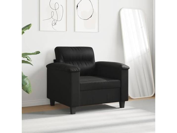 KTHLBRH Schwarzer Sessel 60 cm aus Mikrofaser Gestell aus robustem Metall, Polsterung aus Schaumstoff, modernes Design, maximale Belastung 110 kg
