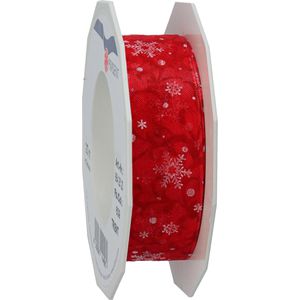 Präsent Geschenkband Trient, rot, Stoffband mit Drahtkante, 25mm x 20m, matt