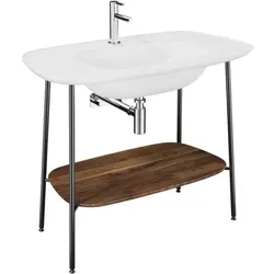 VitrA Plural Waschtisch-Set 64044 99,5 x 55 x 83,5 cm, mit Ablage Walnuss, weiß hochglanz