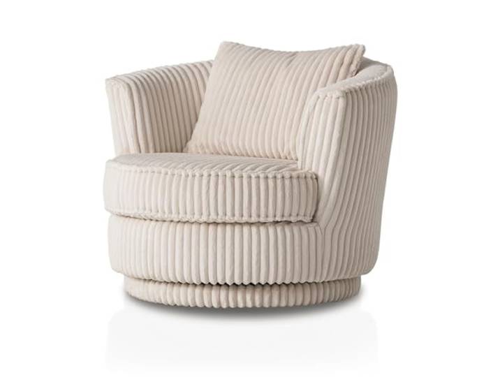 Furn.Design Sessel in beige/wollweiß Mega-Cord Drehsessel 360° drehbar inklusive Kissen Comfy (Wollweiß)