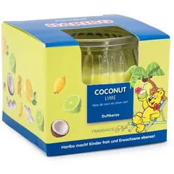Haribo Duftkerze TM im Geschenkkarton Blau,Gelb,Transparent