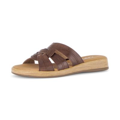 Pantolette GABOR "Rhodos", Damen, Gr. 41, Textil, braun (nussbraun), Glattleder, Schuhe Pantolette, Plateau, Schlupfschuh, Sommerschuh mit Ziernähten